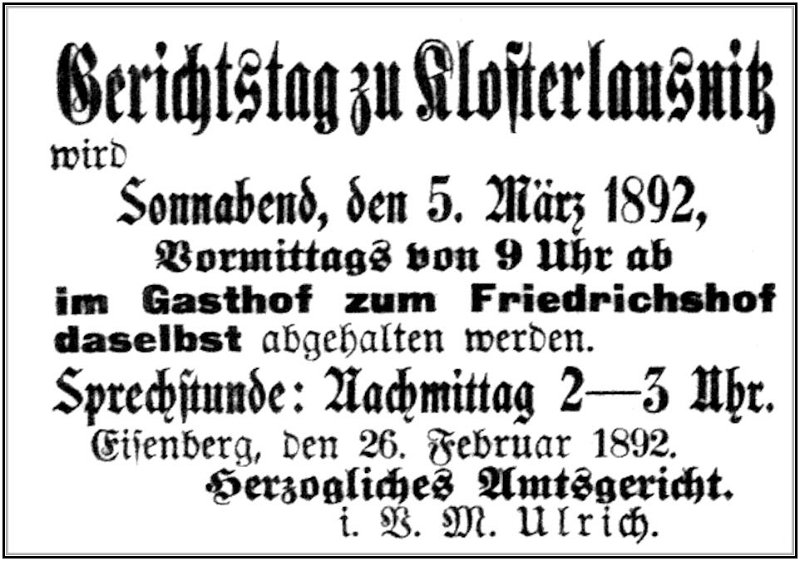 1892-03-05 Kl Gerichtstag